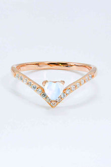  Moonstone Heart-Shaped Ring