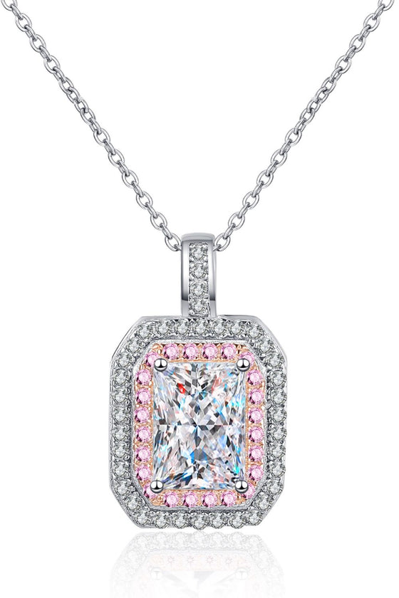 1 Carat Moissanite Geometric Pendant Chain Necklace