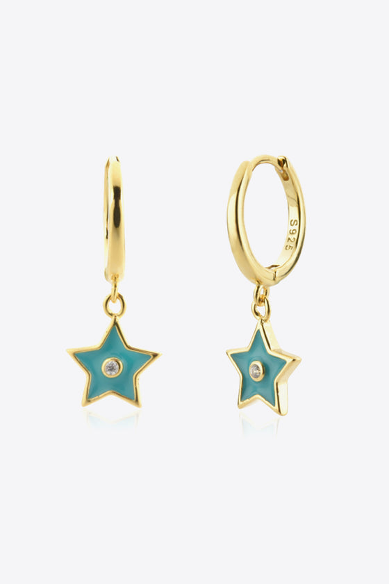 Zircon 925 Sterling Silver Star Drop Earrings