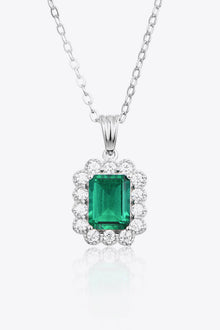  1.5 Carat Lab-Grown Emerald Pendant 925 Sterling Silver Necklace