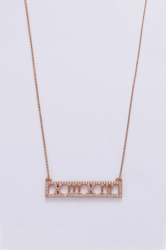 Inlaid Cubic Zirconia Bar Pendant Necklace