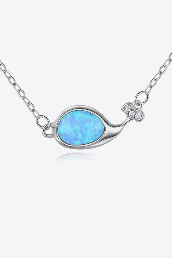 Opal Dolphin 925 Sterling Silver Necklace