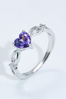  Crystal Heart 925 Sterling Silver Ring