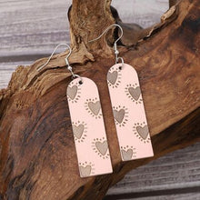  Heart Pattern Wooden Dangle Earrings