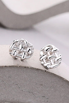  925 Sterling Silver Woven Stud Earrings