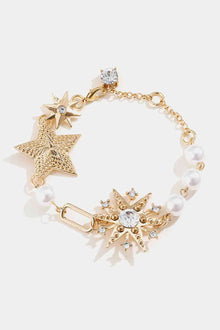  Synthetic Pearl Star Shape Alloy Bracelet