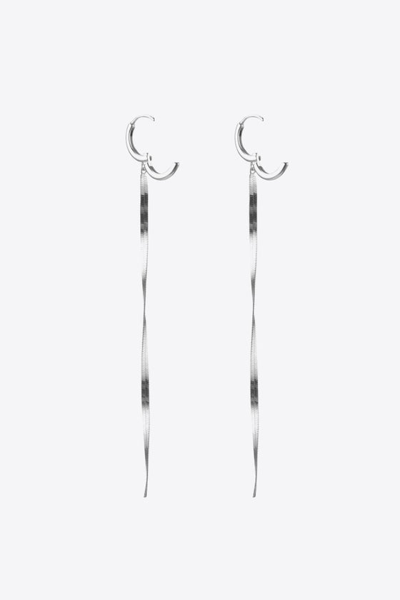 925 Sterling Silver Long Snake Chain Earrings