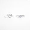 2 Piece Heart Shape Zircon 925 Sterling Silver Ring