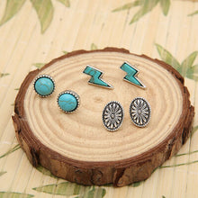  3 Piece Artificial Turquoise Stud Earrings