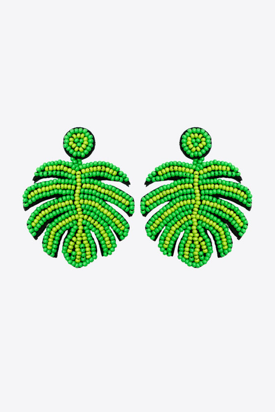 Beaded Banana Leaf Earrings