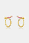 Inlaid Zircon 925 Sterling Silver C-Hoop Earrings