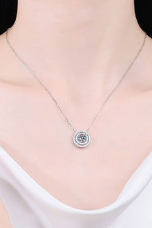  Moissanite Round Pendant Rhodium-Plated Necklace