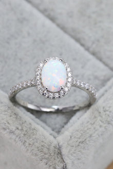  Opal 925 Sterling Silver Halo Ring