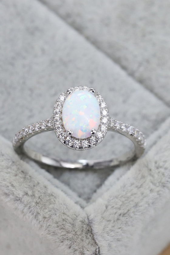 Opal 925 Sterling Silver Halo Ring