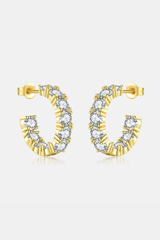 Inlaid Zircon C-Hoop Earrings