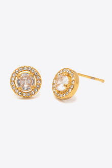  Inlaid Zircon Stainless Steel Stud Earrings