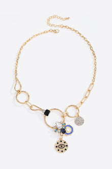  18K Gold-Plated Rhinestone Evil Eye Pendant Necklace