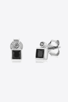  Inlaid Zircon Square 925 Sterling Silver Earrings