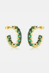 Inlaid Zircon C-Hoop Earrings