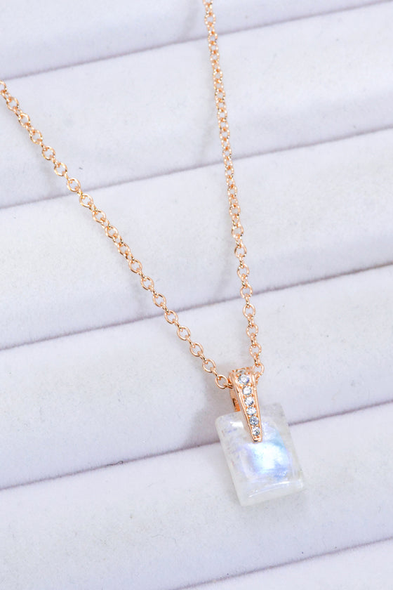 925 Sterling Silver Natural Moonstone Pendant Necklace