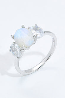  Natural Moonstone and Zircon Ring