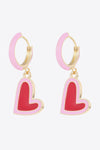 Contrast Heart-Shaped Drop Earrings