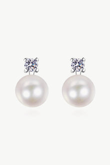  Moissanite Pearl Stud Earrings