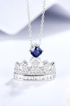 Zircon Lab-Grown Sapphire Crown Shape Pendant Necklace