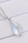 Natural Moonstone and Zircon Pendant Necklace