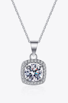  Moissanite Square Pendant Chain Necklace