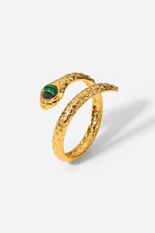  Snake Charmer Malachite Snake-Shaped Bypass Ring