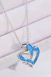 Opal Dolphin Heart Chain-Link Necklace