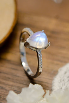  High Quality Natural Moonstone Teardrop Side Stone Ring