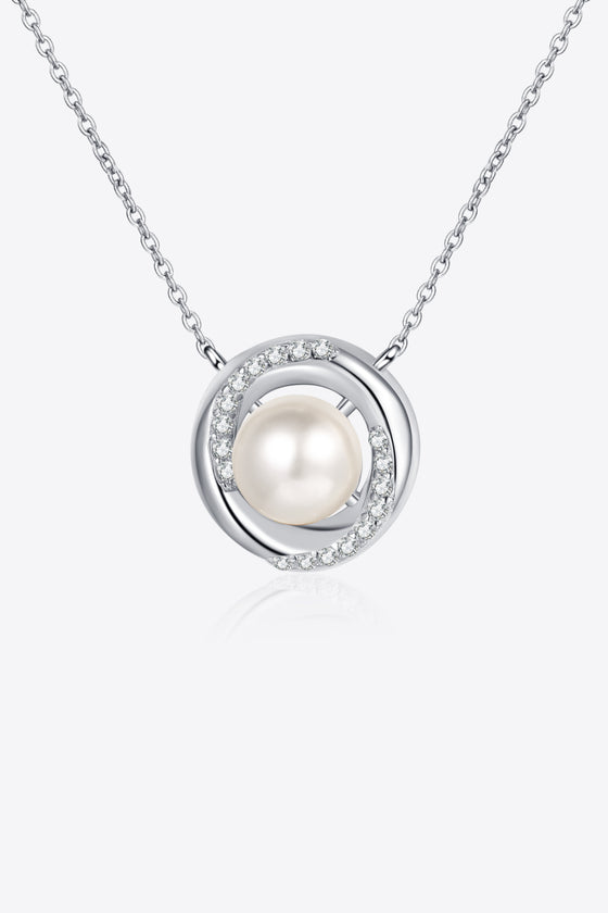 Moissanite Pearl Rhodium-Plated Necklace