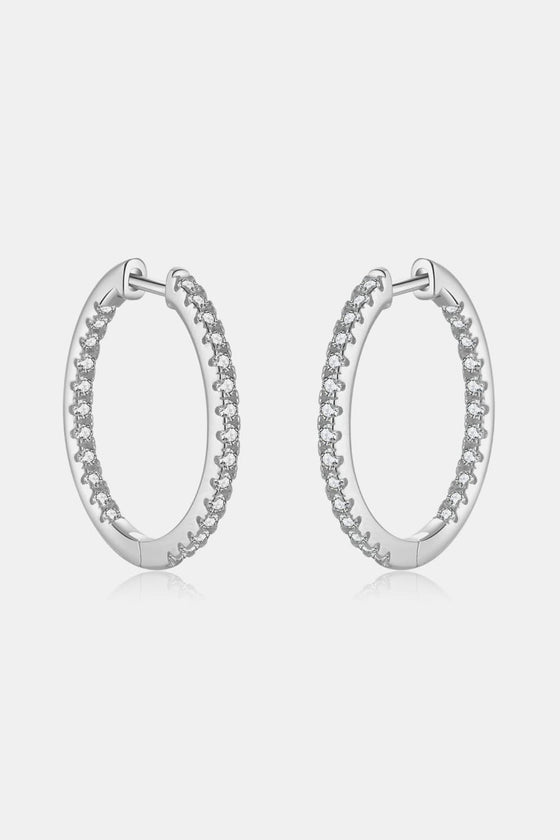 Inlaid Zircon 925 Sterling Silver Huggie Earrings