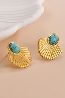  Turquoise 18K Gold Plated Stud Earrings