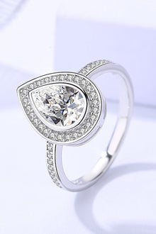  925 Sterling Silver Teardrop Moissanite Ring