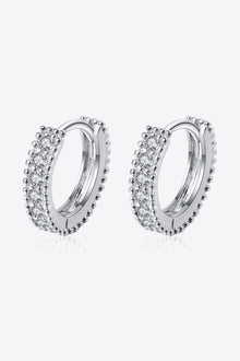  925 Sterling Silver Inlaid Moissanite Huggie Earrings