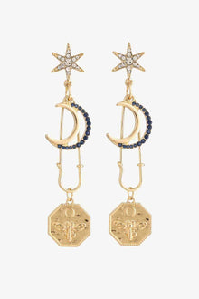  Inlaid Rhinestone Moon and Star Drop Earrings