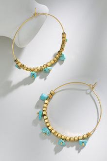  Turquoise Stainless Steel Hoop Earrings