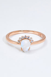  18K Rose Gold-Plated Pear Shape Natural Moonstone Ring