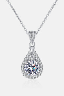  1 Carat Moissanite Teardrop Pendant Chain Necklace