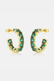  Inlaid Zircon C-Hoop Earrings