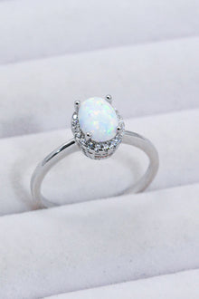  925 Sterling Silver 4-Prong Opal Ring