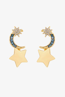  Lasting Wish Inlaid Rhinestone Star and Moon Drop Earrings