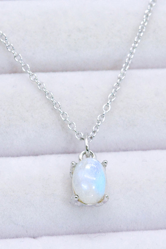 Natural 4-Prong Pendant Moonstone Necklace