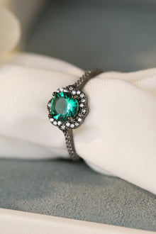  Natural Paraiba Blue Zircon Flower Shape Ring