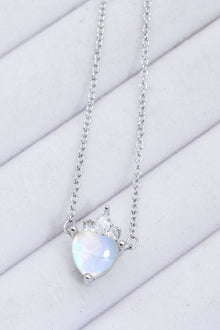  925 Sterling Silver Moonstone Heart Pendant Necklace