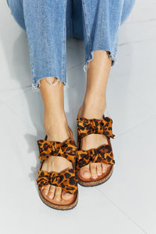  Forever Link Fiercely Feminine Leopard Bow Slide Sandals