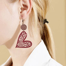  PU Leather Iron Hook Heart Earrings